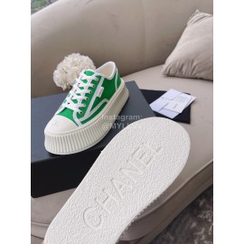 Chanel Casual Thick Soled Canvas Shoes For Women Green
