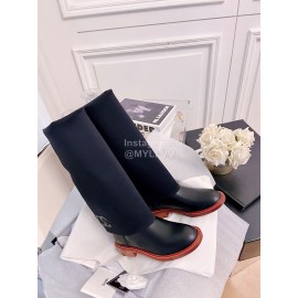 Chanel Winter Elastic Wool Fabric Boots For Women Black