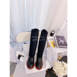 Chanel Winter Elastic Wool Fabric Boots For Women Black