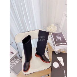 Chanel Winter Elastic Wool Fabric Boots For Women Black