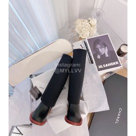 Chanel Winter Elastic Wool Fabric Boots For Women Black