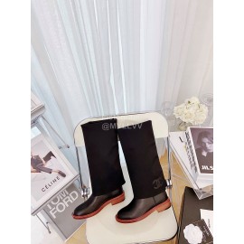 Chanel Winter Elastic Wool Fabric Boots For Women Black