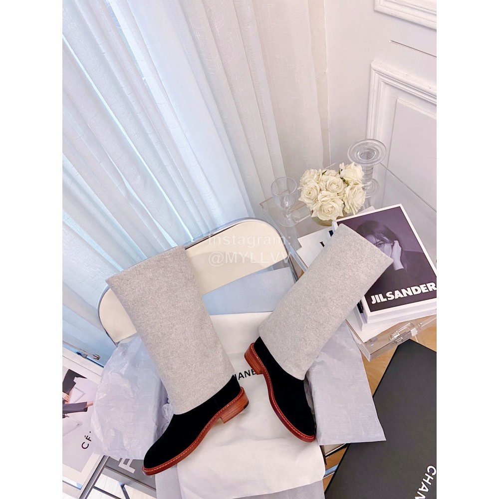 Chanel Winter Elastic Wool Fabric Boots For Women