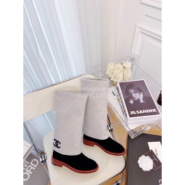 Chanel Winter Elastic Wool Fabric Boots For Women