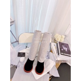Chanel Winter Elastic Wool Fabric Boots For Women