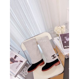 Chanel Winter Elastic Wool Fabric Boots For Women