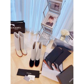 Chanel Winter Elastic Wool Fabric Boots For Women