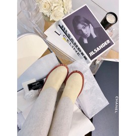 Chanel Winter Elastic Wool Fabric Boots For Women White