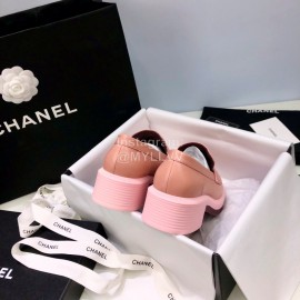 Chanel Autumn Winter New Sheepskin Thick Soled Loafers Pink
