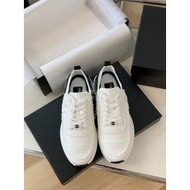 Chanel Autumn And Winter New Knitted Sneakers For Women White