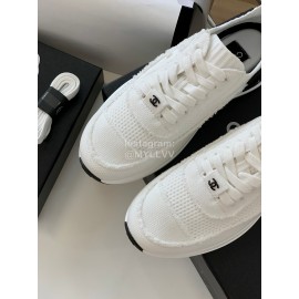 Chanel Autumn And Winter New Knitted Sneakers For Women White