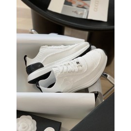 Chanel Autumn And Winter New Knitted Sneakers For Women White
