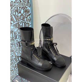 Chanel Autumn And Winter Leather Martin Boots For Women Black