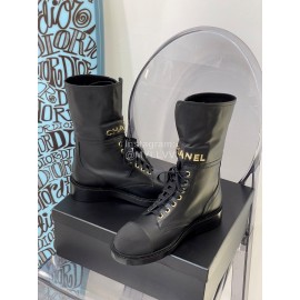 Chanel Autumn And Winter Leather Martin Boots For Women Black