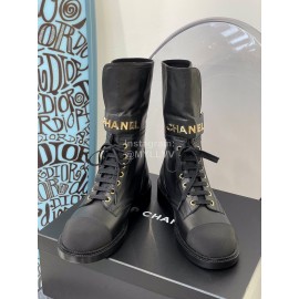 Chanel Autumn And Winter Leather Martin Boots For Women Black
