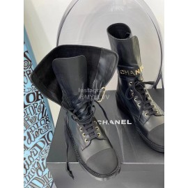 Chanel Autumn And Winter Leather Martin Boots For Women Black