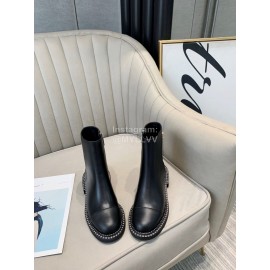 Chanel Black Cowhide Zipper Short Boots For Women