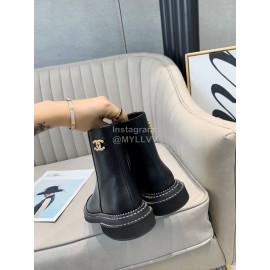 Chanel Black Cowhide Zipper Short Boots For Women