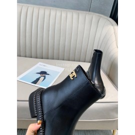 Chanel Black Cowhide Zipper Short Boots For Women