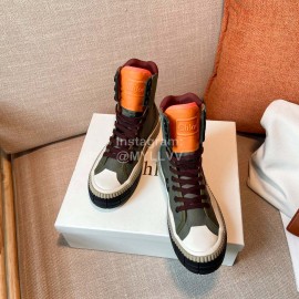 Chloe Thick Soled Color Matching High Top Casual Board Shoes For Women Green