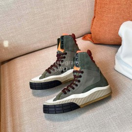 Chloe Thick Soled Color Matching High Top Casual Board Shoes For Women Green