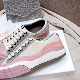 Chloe Fashion Thick Soled Color Matching Casual Shoes For Women Pink 