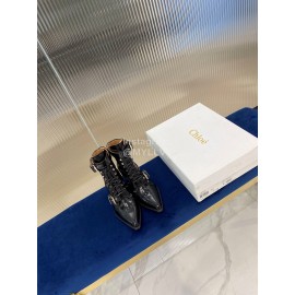 Chloe Fashion Calf High Heeled Boots For Women Black