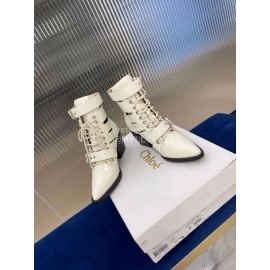 Chloe Fashion Calf High Heeled Boots For Women White