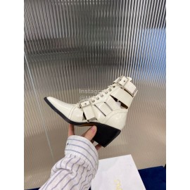 Chloe Fashion Calf High Heeled Boots For Women White