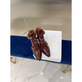 Chloe Fashion Calf High Heeled Boots For Women Wine Red