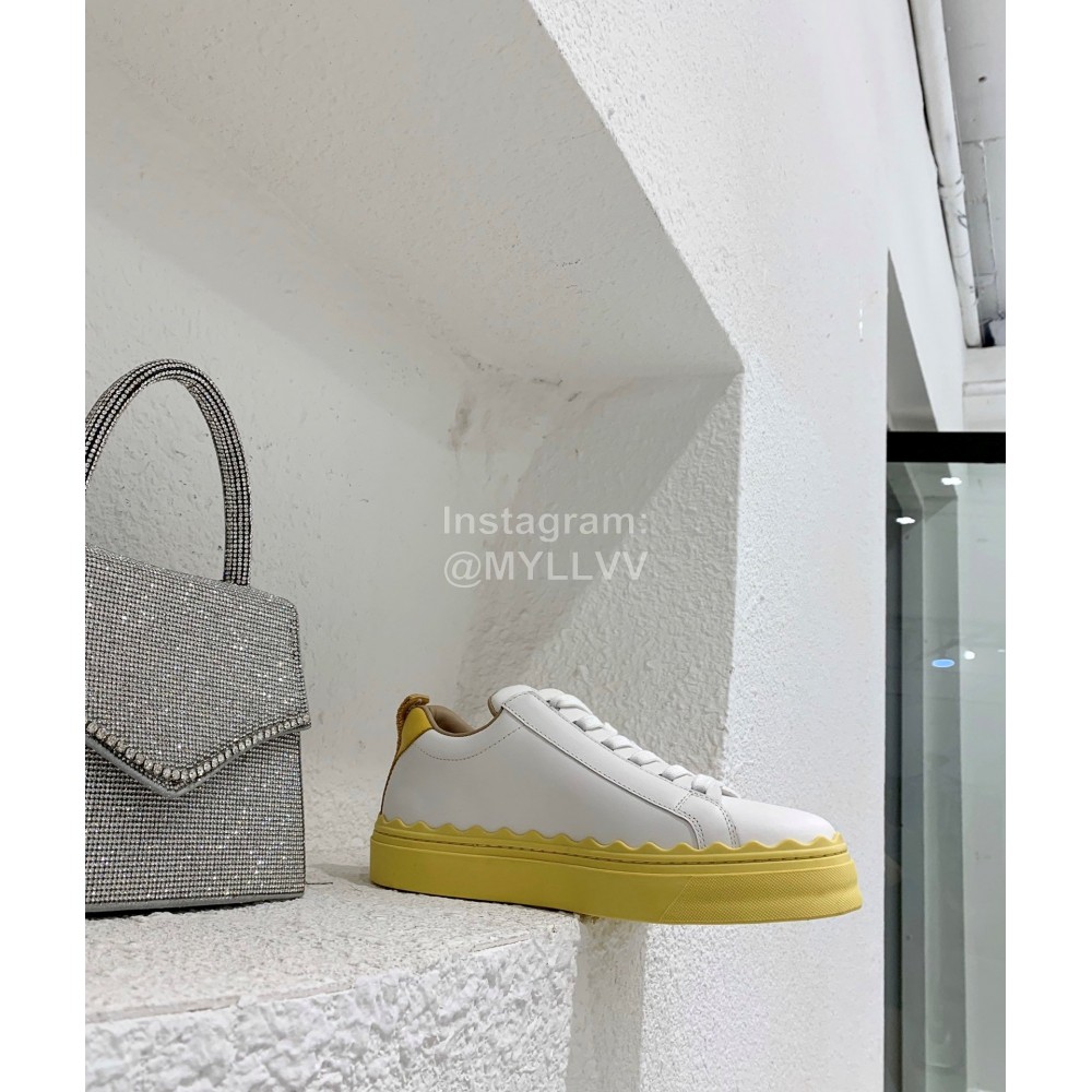 Chloe New Calf Leather Thick Sole Casual Shoes For Women Yellow
