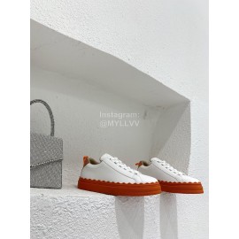 Chloe New Calf Leather Thick Sole Casual Shoes For Women Orange