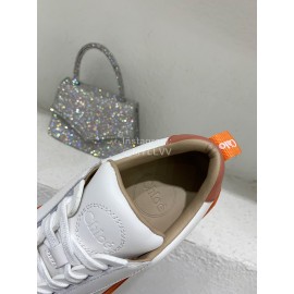 Chloe New Calf Leather Thick Sole Casual Shoes For Women Orange