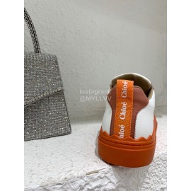 Chloe New Calf Leather Thick Sole Casual Shoes For Women Orange