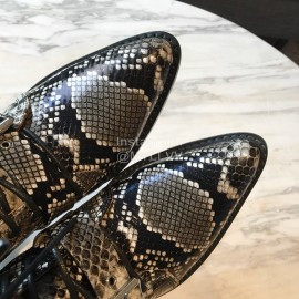 Chloe Embossed Cowhide Lace Up High Heeled Boots For Women 