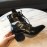 Chloe Embossed Cowhide Lace Up High Heeled Boots For Women Black