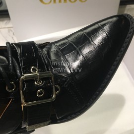 Chloe Embossed Cowhide Lace Up High Heeled Boots For Women Black