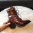 Chloe Embossed Cowhide Lace Up High Heeled Boots For Women Wine Red