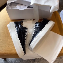 Chloe Fashion Black Calf Leather Thick Sole Casual Shoes For Women