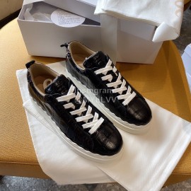 Chloe Fashion Black Calf Leather Thick Sole Casual Shoes For Women