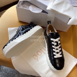 Chloe Fashion Black Calf Leather Thick Sole Casual Shoes For Women