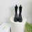 Chloe Betty Leather Thick High Heeled Boots For Women Black