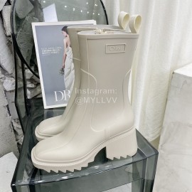 Chloe Betty Leather Thick High Heeled Boots For Women White