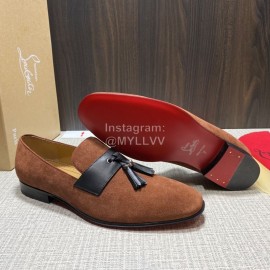 Cl Spring Leather Tassel Casual Shoes For Men Brown