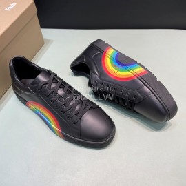 Christian Louboutin Rainbow Printed Leather Casual Shoes For Men Black
