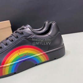 Christian Louboutin Rainbow Printed Leather Casual Shoes For Men Black