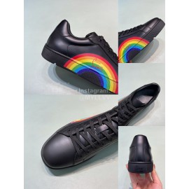 Christian Louboutin Rainbow Printed Leather Casual Shoes For Men Black