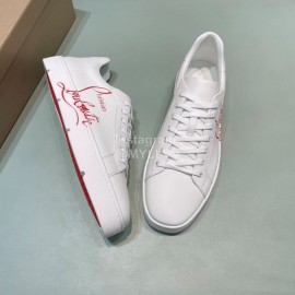 Christian Louboutin Letter Printed Leather Casual Shoes For Men White