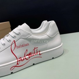 Christian Louboutin Letter Printed Leather Casual Shoes For Men White