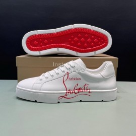 Christian Louboutin Letter Printed Leather Casual Shoes For Men White